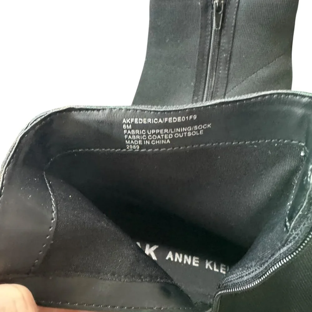 Anne Klein AK Federica Black Sock Booties | Size 6 | Kitten Heel Pointed Toe NWT - Picture 4 of 7